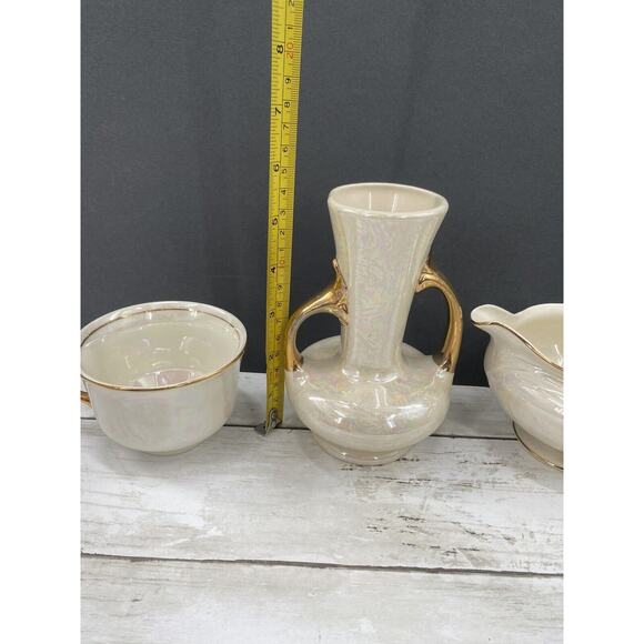 Vintage MCM Homer Laughlin Eggshell Pearl Iridescent Creamer Vase Cup LOT of 3 - Picture 7 of 12